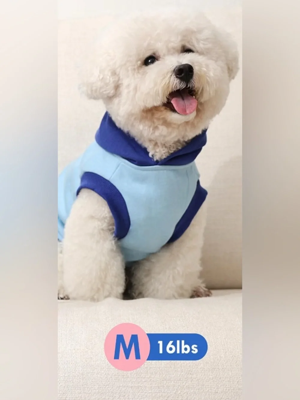 NWOT-  NEW Medium Blue Fleece Dog Hoodie - Lightweight Pet Sweatshirt